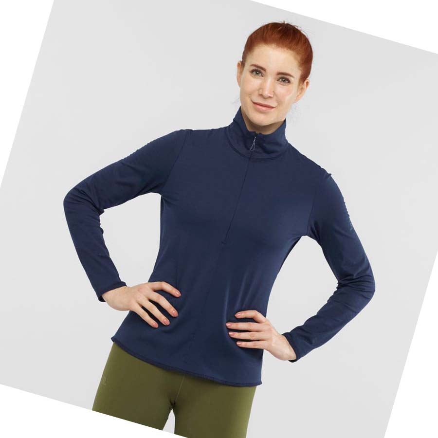 Salomon ESSENTIAL LIGHTWARM Kadın Kapüşonlu Sweatshirt Lacivert | TR 2527AHK